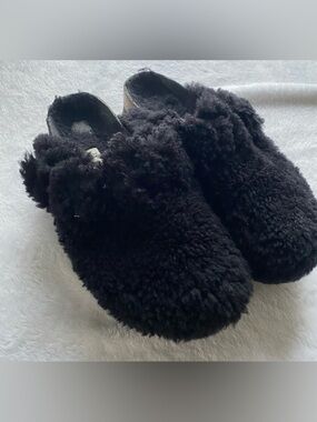 Birkenstock Papillio Teddy Boston Shearling Clogs Black EU 39